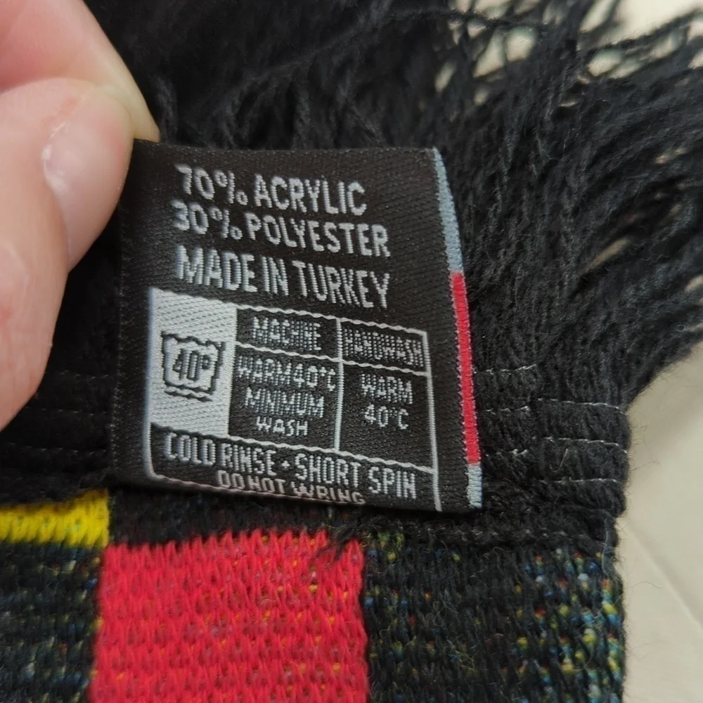 Ebay logo Knit Rectangle Scarf Black Red Blue Yellow 7.5in x 63in fall casual